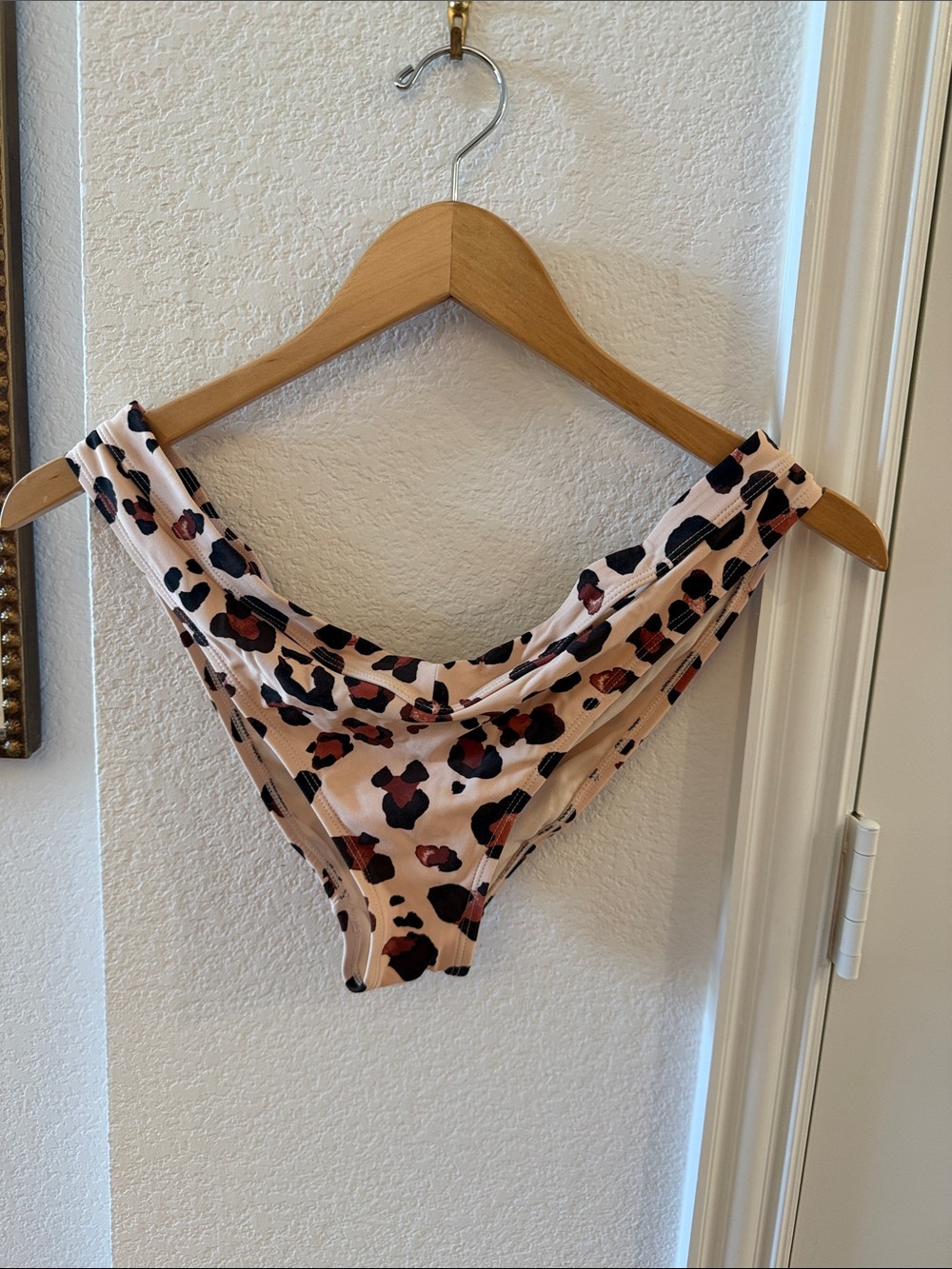 Leopard Print Bikini Bottoms in Blush with Black & Rust Spots